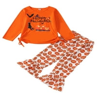 Amiliee Kid Girls Halloween hlače postavljaju pisma za ispis majice i pantalone za ispiranje bundeve