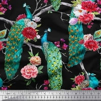Soimoi pamučna kambrska tkaninska tkanina cvjetna i paunska tkanina za ptice otisci sa dvorištem širom