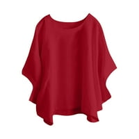 Žene Ljetne kraljevene rukave Ležerne prilike labave pune majice s dugim rukavima Crvena L