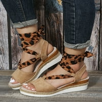 ROTOSW ženske cipele debele jedinice Espadrille sandale otvorene ploče sandale Žene Žene Ležerne prilike za gležnjeve Leopard Print 42