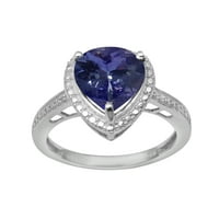 Oblik srca Tanzanite Sterling Silver Solitaire Ženski prsten