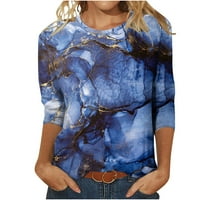 Ženska modna tiskana labava majica Srednja rukava Bluza Okrugli vrat Ležerne prilike plus veličina Ženske