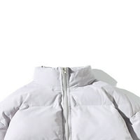 Biayxms Muška jakna za puffer Čvrsta boja ovratnik dugih rukava sa zatvaračem - jakna od parke jesen