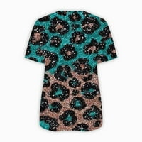 Pbnbp Plus size za žene Ljeto Zip Ispis Sparkly V izrez Tunnice Tuntic Tunds Navelike majice za žene