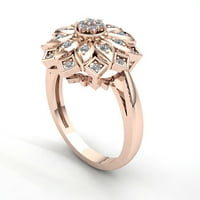 Real 0.25carat okrugli rez Diamond Dame Flower Vintage Godišnji angažman prsten Čvrsta 14k ruža, bijela
