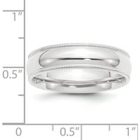 Platinum Comfort-Fit Milgrain Veličina Vjenčani pojas izrađen u Sjedinjenim Državama PMCF060-6.5