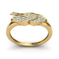 Pravi 0,5ct okrugli rez dijamantski ženski kupid arrow Heart Wedding Band Solid 10k Gold JK I1