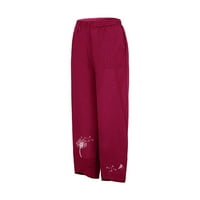 Booker Ženske čvrste ležerne hlače Ispisane pantalone Elastični džepovi za struku Široke noge pantalone