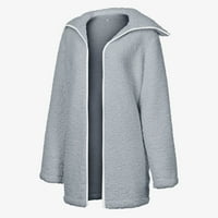 Fall Jackets Fashion Womens Topli FAUS kaput kardigan zimski čvrsti dugi rukav s ventilatorim klasama