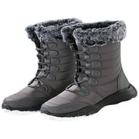 LUMENTO WOMENS Zimske cipele Okrugli nožni plišani snežni čizme topla obloga MID CALF Boot prozračna šetnja otporna na čipku Grey 5