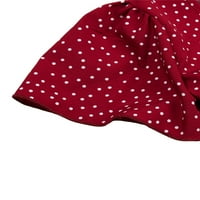 Liacowi mama i mi ljetna haljina crveni kratki rukav V vrat Dot print ruffle a-line haljina za žene i djevojke