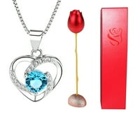 Toyella u obliku srca u obliku srca plavog ljubičasta kristalna dijamanta privjesak ruža ogrlica e