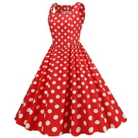 Ljetne haljine za žene Trendy Maxi bez rukava A-line polka dot halter haljina crvena xl