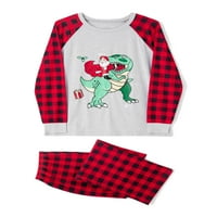 Božićne pidžame za obitelj, dugih rukava okrugli vrat Santa Dinosaur Print Tops pantalone odijelo ROMPER