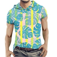 Muška majica Havajska kapuljača moda Full Print kratkih rukava Fitness Top Sports Slim Fit Duweathirt
