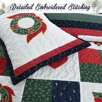 Božićni istinski patchwork vijenci borove stable čarape rustikalne reverzibilne posteljine posteljine,