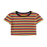 Casual Stripe okrugli vrat kratkih rukava s višebojnih majica plus veličine