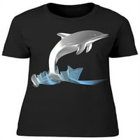 3D linijski umjetnički delfin Dizajn majica Žene -Image by shutterstock, ženska velika