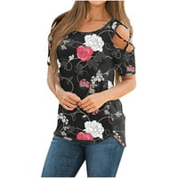Ženski odobrenje za čišćenje ispod $ ženske ljetne majice s kratkim rukavima od tiskanih cvijeta zatamnjene