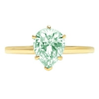 1.0ct kruška rezana zelena simulirana dijamant 18k žuti zlatni gravirajući izjavu godišnjica Angažovanost vjenčanja pasijansa veličine 9,75
