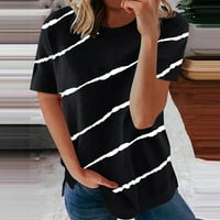 Ženski vrhovi okrugli izrez Žene Ležerne prilike modne kratke rukave Striped pulover T-majice