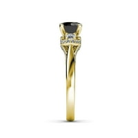 Crno-bijeli dijamant tri kameni prsten sa dijamant na bočnoj šipci 1. CT TW u 14K žutom zlatu .Size
