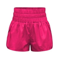 Žene trčanje Brze suhe kratke hlače Elastična struka joga hlače Sportske hlače Hot Pink XXL