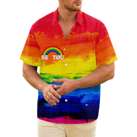 Rainbow ispisani gay dječaci majica kratkih rukava Casual Aloha kratki rukav opušten za rođendanski