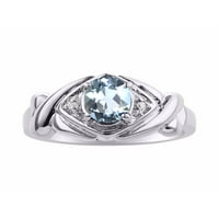 * Rylos zagrljaji i poljupci prsten xoxo aquamarine & dijamantni prsten - mart rođenje *