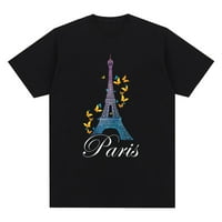 Pariz tiskane majice za žene kratki rukav smiješni okrugli vrat kratkih majica Ležerne ljetne vrhove