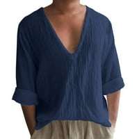 Dianli Fashion Feather Ispis kratkih rukava za ženske prevelike tuničke džute za bluzu gumba Slatko ljeto Pulover V izrez Purple s