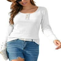 Yyeselk ženska casual v bluza za bluzu za vrat Bell rukava majica na ploči Loose Top Dressy Tops Ljeto