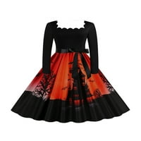 HHEI_K haljine za ženske haljine za ženske labave otiske maxi haljina casual haljina s dugim rukavima