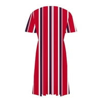 Crvene haljine za žensko tisak kratkih rukava za odmor za odmor plus veličine V-izrez Fit i flare Vintage