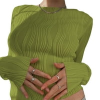 Modne žene čvrste zavoj elastične struine koševne pantalone Ležerne dukseve zelene l