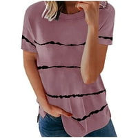 Miayilima majice za žene Ležerne prilike, kratki rukav tiskani majica s okruglim vratom labava mekana