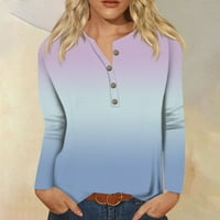 Solacol V vrhovi za žene Žene Ležerne prilike Košulje Dame V izrez Cvjetni ispis Labavi majica Bluza