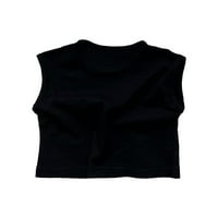 Dugme Down Majice za žene Print Tunic Tops Dressy Casual Bell Top, Crna, XL