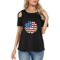 Olyvenn Ljeto Ženska ženska majica The Majice Tunic Tops Patriotsko USA zastava Ispiši majice Saobrani