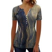 Ženska modna čipka kontrast V-izrez kratki rukav labav šifon vrhovi bluza xxl