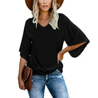 Žene plus veličina Ženska ljetna slatka majica hladnom ramenu pulover bluza V-izrez kratki rukav tiskani