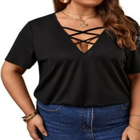 Feterrnal ženska modna modna majica u sedmoj rukavi okrugli vrat majica na vrhu prevelike majice za