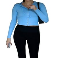 Hueook Topli kardigani za žene plus veličine patentni zatvarač modni dugi rukav ležerni džemper čvrsti