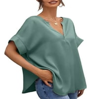 Voguele Dame Ljetne vrhove Majica s kratkim rukavima Majica s punim bojama The Tee Vintage Tunic Bluza