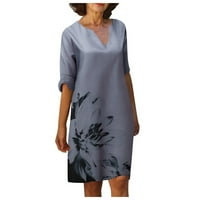 Ženske majice V izrez majice kratki rukav pamuk za bluzu za bluzu Ljeto Loose Fit Ležerne prilike tunike