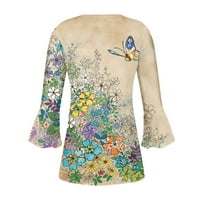Chueow ženska ljetna haljina tiskati uzročni okrugli vrat kratkih rukava iz džepova za odmor Dress Clearence