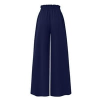 ManXivoo široke pantalone za žene za žene elastične čvrste žene džepove duge hlače struine casual labave