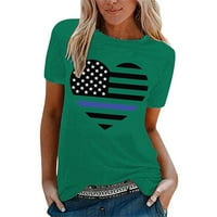 Ženska majica Tees Okrugli vrat kratki rukav majica Smiješna tiskanje Tie-dye majica TOPS Bluuse Poklon za žene Majice za žene, plavo, XL