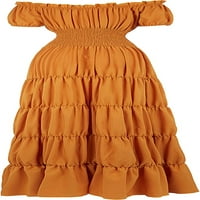 Djevojke oblače kawaii ruffled hemline cvjetni ispis odjeća midi ljetne djeveruše haljine narančaste