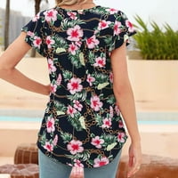 Haljine za žene Ljeto bez rukava sa labavim okruglim cvjetnim plažom Crnozer s ležernim haljinom